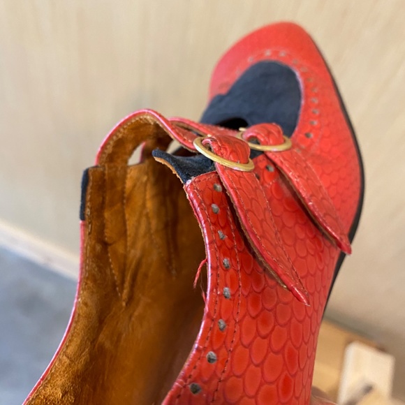 60s Mary Jane Spectators Red & Black Size 7